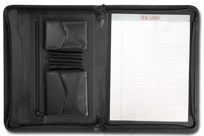 E1404: Black PU Leather Enhanced Zip-Around Portfolio