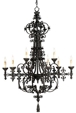Spanish Black Decorative Iron Chandelier
