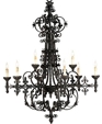 Spanish Black Decorative Iron Chandelier
