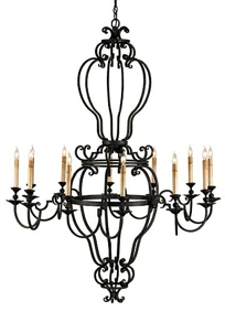 Grand Black Iron Open Design Chandelier