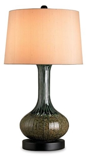 Ceramic Teal and Camel Lamp