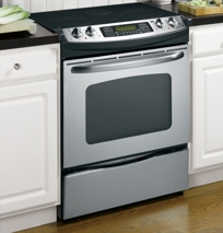 GE® 30" Slide-In CleanDesign Electric Range, JSP46SNSS