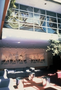 Glass Mural/Window and Wall Sculpture, Hospital Lobby