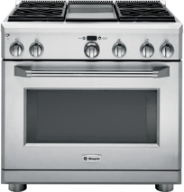 36" Dual-Fuel Professional Range with 4 Burners and Griddle (Liquid Propane), Model#: ZDP364LDPSS