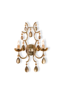 Modern Crystal Silver Leaf Wall Sconce