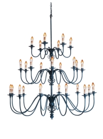 Three Tiered Large Iron Chandelier