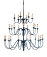Three Tiered Large Iron Chandelier