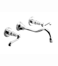 Wall Mounted Widespread Lavatory Set - Curved Lever Handles