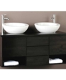 Vichy II Wall-Mount Wood Bathroom Double Vanity with Two Vessel Sinks