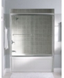 K-702100-G53 - Portrait® 1/4" thick glass bypass bath door with Rhapsody glass